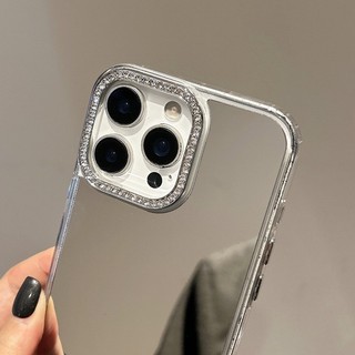 Ốp Điện Thoại Kim Cương Sáng Bóng Thời Trang Cho iPhone 16 15 14 13 Pro Max 16 15 14 Plus 16E Gương Acrylic Cứng Chống Sốc Vỏ