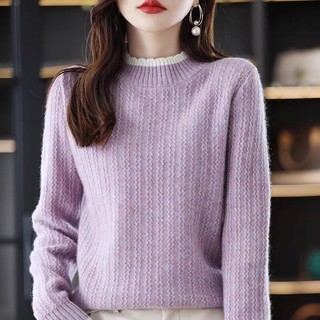 Áo len dệt kim dài tay nữ mùa thu đông cổ cao nửa cổ