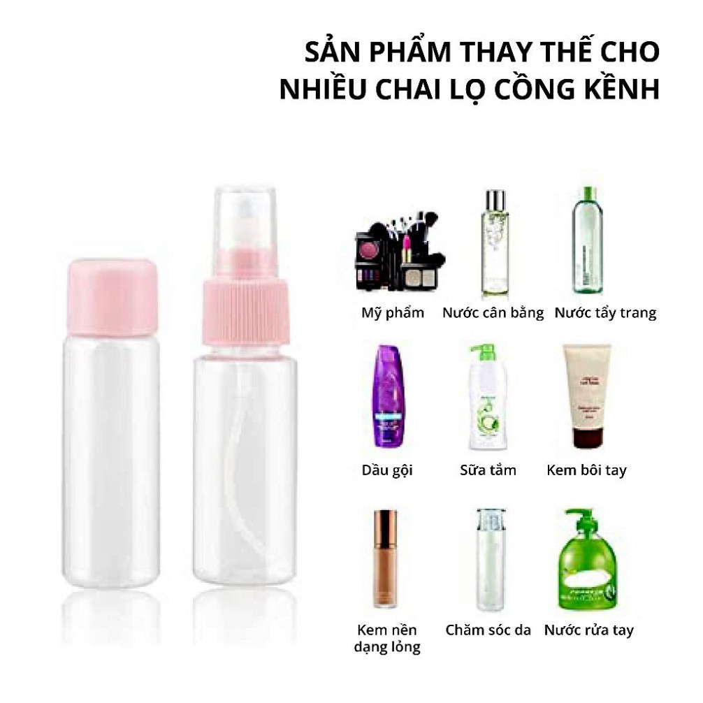 Set Silicon Chai Chiết Dầu Gội, Sữa Tắm, Mỹ Phẩm Mini Kèm Túi Zip, Tiện Lợi Du Lịch