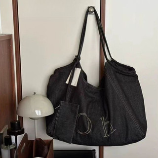 Denim Nhẹ Một Vai hobo Túi Nách Dung Tích Lớn Túi Tote Miễn Phí Túi Nhỏ