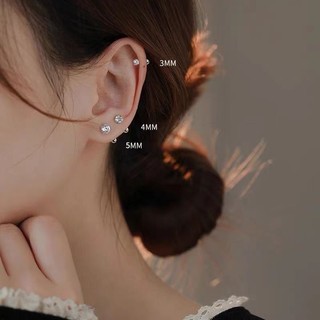 Bông Tai Bạc 925 Kim Cương Zircon Xoắn Ốc, Phù Hợp Hàng Ngày và Đa Năng
