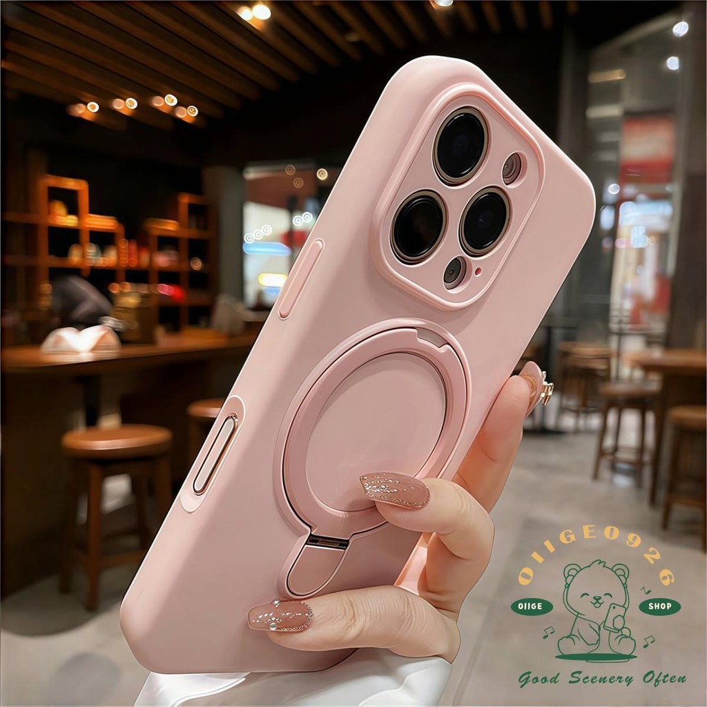 Macaroon Màu Lỏng Da Cảm Giác Từ Giá Đỡ Ốp Lưng Điện Thoại iphone16 Pro Max 15 14 13 12 11 Vỏ Cho iPhone Vỏ Silicon Mềm TPU Chống Sốc