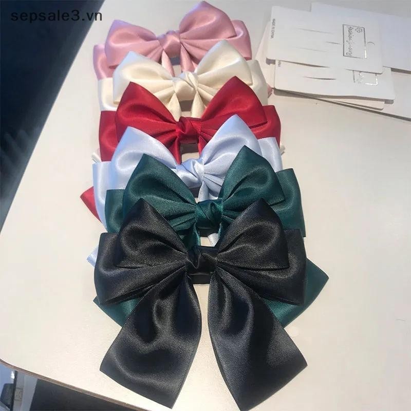 # sepsale # Màu Nơ Ruy Băng Nữ Mới Nơ Barrettes Nữ Đuôi Ngựa Kẹp Bé Gái Phụ Kiện Tóc Quà Tặng.