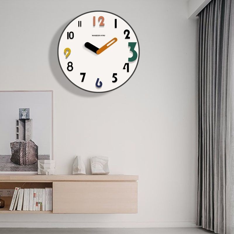 Pháp Phong Cách Kem Đồng Hồ Treo Tường Phòng Khách Đồng Hồ Treo Tường Đơn Giản Đồng Hồ Treo Tường Nhà Tròn Im Lặng Đồng Hồ Phòng Ngủ Cho Trang Trí Phòng Khách