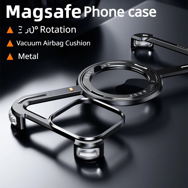 Ốp điện thoại không khung hình Eary Z cho iPhone 17 16 15 Pro Max / Plus / Pro / 15 14 13 Pro max Vỏ kim loại cản từ tính 36-0° Xoay có chân đế
