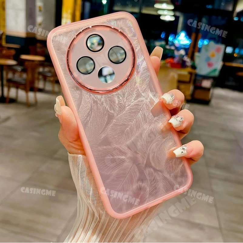 Oppo Reno12 F 5G 2024 Vỏ mềm silicon họa tiết lông vũ lấp lánh cho Oppo Reno 12F 5G 12 F Reno12F Reno12 12 F 4G 5G Vỏ điện thoại chống sốc Vỏ bảo vệ ống kính máy ảnh