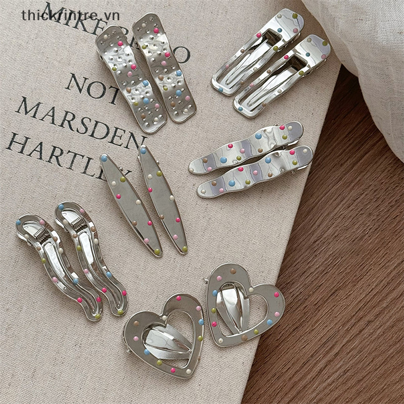 Thi Silvery Y2k Kẹp Tóc Cho Nữ Kim Loại Thanh Lịch Mỏ Vịt Kẹp Bên Nổ Barrettes Bé Gái Phụ Kiện Tóc VN