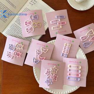 Kudosation 4 Cái / bộ Màu Hồng Đơn Giản Trái Tim Ngôi Sao Kẹp Tóc Cho Bé Gái Kẹp Tóc Dễ Thương Barrettes Phụ Kiện Thời Trang Quà Tặng