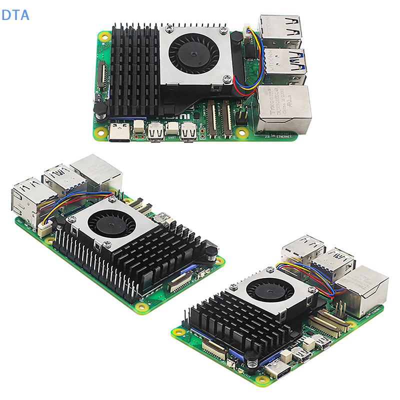 DTA PWM Quạt Có Thể Điều Chỉnh Tốc Độ Đen Bạc Xanh Tản Nhiệt Làm Mát Cho Raspberry Pi 5 Nhôm Hoạt Động Tản Nhiệt PO