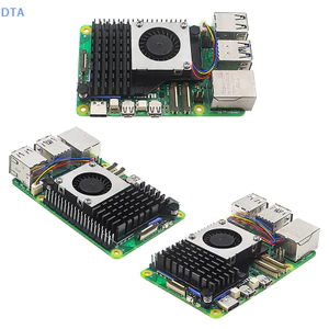 DTA PWM Quạt Có Thể Điều Chỉnh Tốc Độ Đen Bạc Xanh Tản Nhiệt Làm Mát Cho Raspberry Pi 5 Nhôm Hoạt Động Tản Nhiệt PO