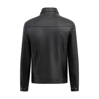 Áo da nam FTT Leather da cừu phối chỉ ngang ngực cổ bẻ có thể tháo rời thành cổ trụ - Mã AD101C