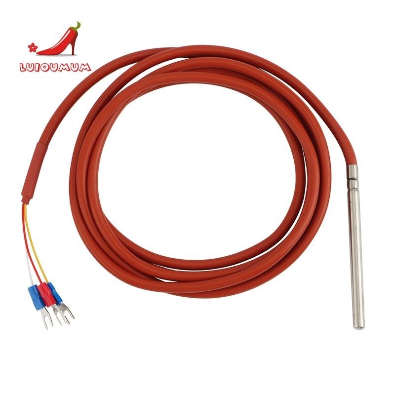 Pt100 RTD Cảm Biến Nhiệt Độ 6mmx80mm Class B 2M Gel Silicon Dây Phủ Bạch Kim Kháng Pt 100 Thép Không Gỉ