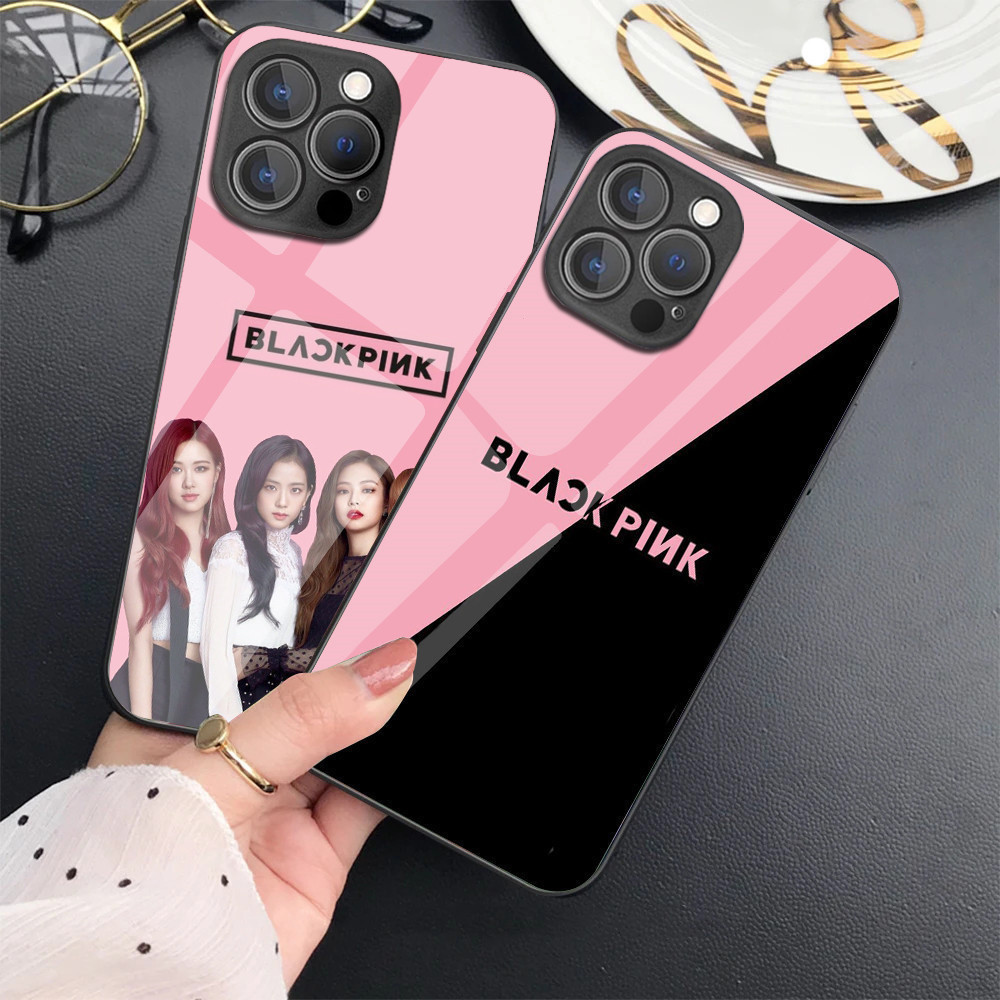 Ốp Điện Thoại Kính Cường Lực BLACKPINK Kpop Cho IPhone 15 14 13 12 11 Pro XS Max Plus Mini X XR 8 7 6s SE2 / 3