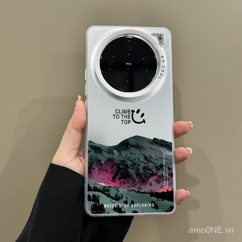 Trường hợp đối với Vivo x100 Pro Aurora Lava tuyết núi Acrylic Frosted Laser trở lại tấm Drop-proof chịu mài mòn máy ảnh ống kính bảo vệ Vivo x100 rche