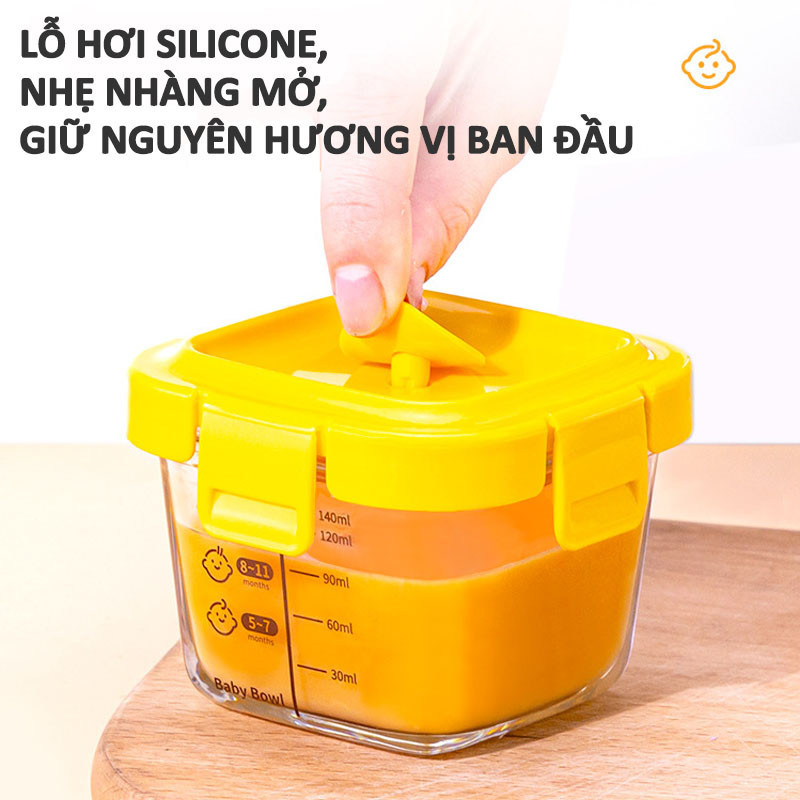 Hộp Trữ Đông Đồ Ăn Dặm Cho Bé Chất Liệu Thủy Tinh An Toàn,cốc nấu cháo thủy tinh cao cấp chịu nhiệt an toàn
