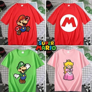 Áo thun Mario dành cho người lớn Cha mẹ Áo thun trẻ em mùa hè tay ngắn hàng ngày Áo thun đa năng