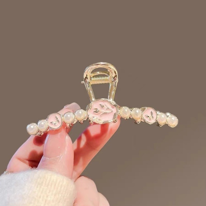 Mauropoli [Sẵn Sàng] Kẹp Hoa Tulip Pháp Nữ Phong Cách Mới Kẹp Tóc Đầu Sau Nửa Tie Cá Mập Kẹp Tóc Cao Cấp Trung Bình