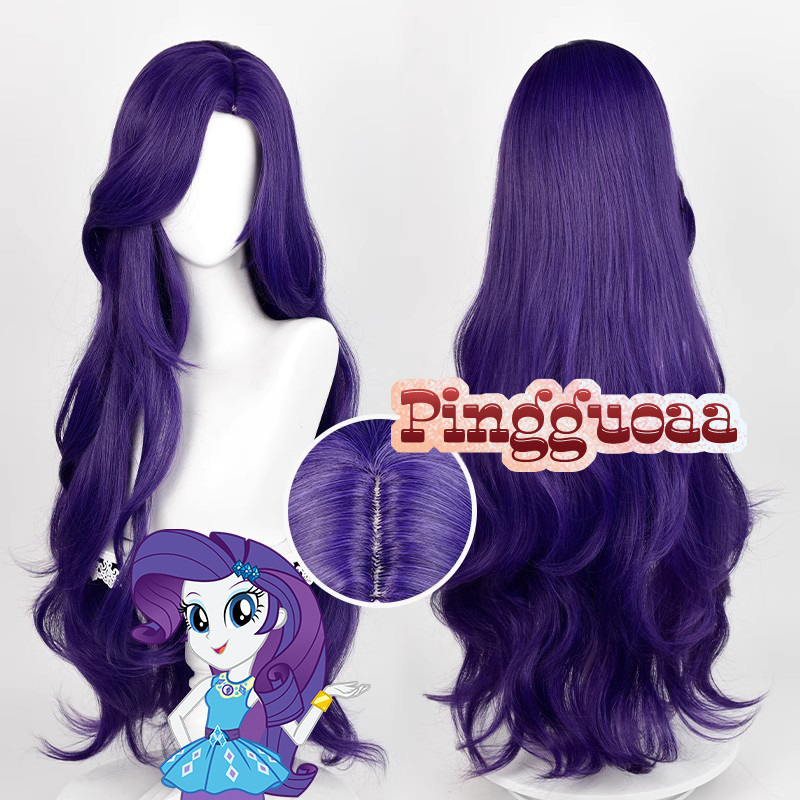 【Manmei】My Little Pony Rarity Cosplay Wig 90cm Long Purple Curly Heat ...