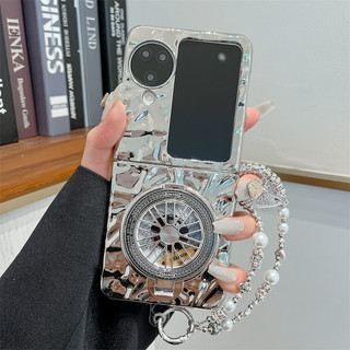 Ốp điện thoại gấp cho Oppo Find N2 N3 Flip Wrinkled mạ điện hồi chuyển giải nén vòng tay vỏ điện thoại tpu cứng
