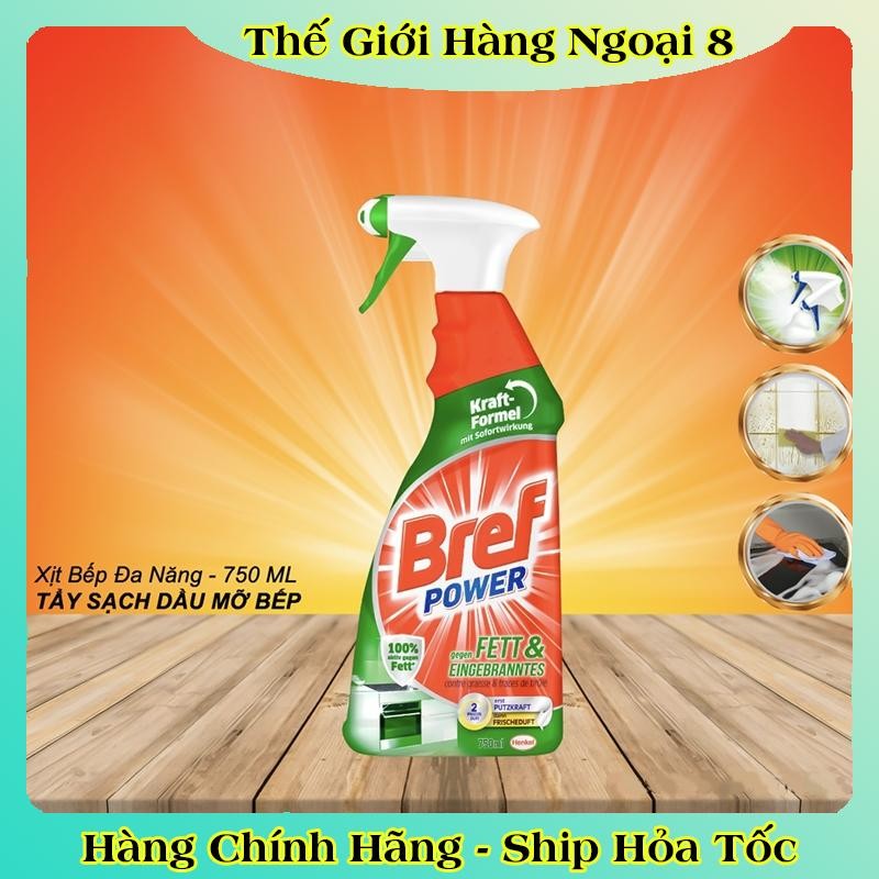 Chai xịt tẩy dầu mỡ nhà bếp Bref Power dùng được cho máy hút mùi, lò nướng của Đức