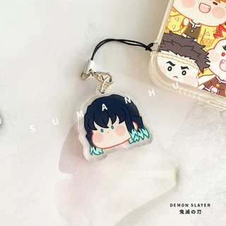 Dây treo Điện Thoại Di Động KIMETSU NO YAIBA CHIBI FACE Tanjiro Nezuko Zenitsu Muichiro Giyuu Inosuke móc khóa anime