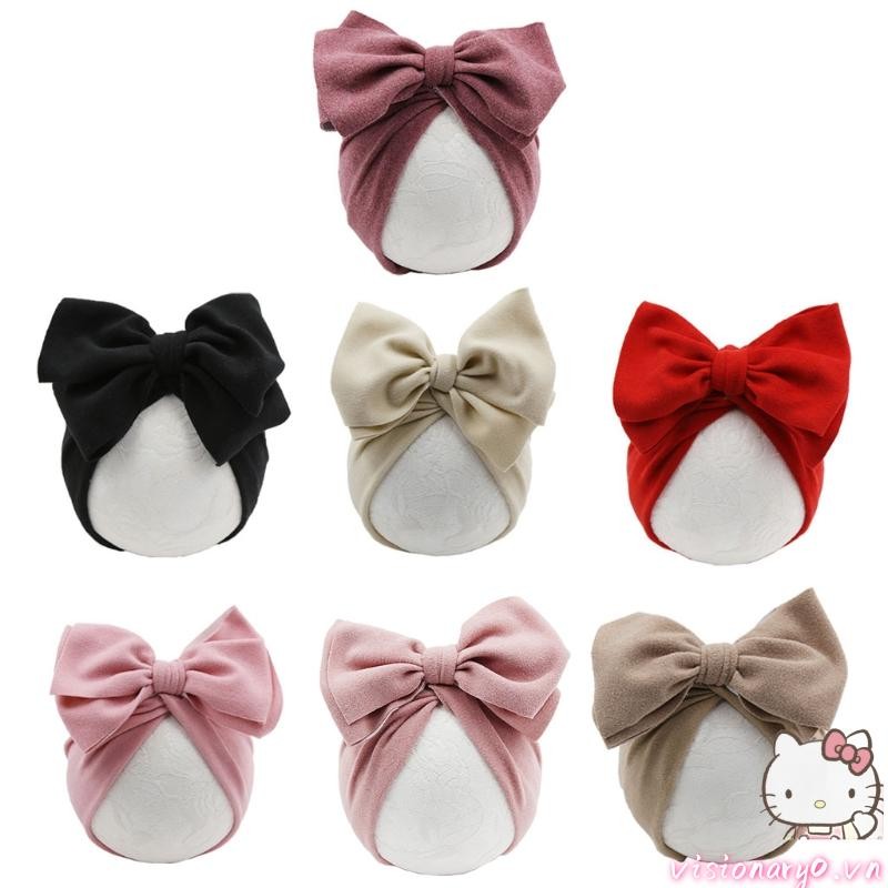 Tầm Nhìn Bé Turban Mũ Dễ Thương Màu Trơn Cotton Sơ Sinh Trẻ Sơ Sinh Beanie Ngọt Ngào Bé Gái