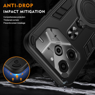 Dành Cho Tecno POVA 6 Pro 5G Ốp điện thoại Kim Loại Giá Đỡ Nhẫn Đế Mềm TPU Edge Cứng PC Mặt Sau Chống Sốc Mỏng Bao