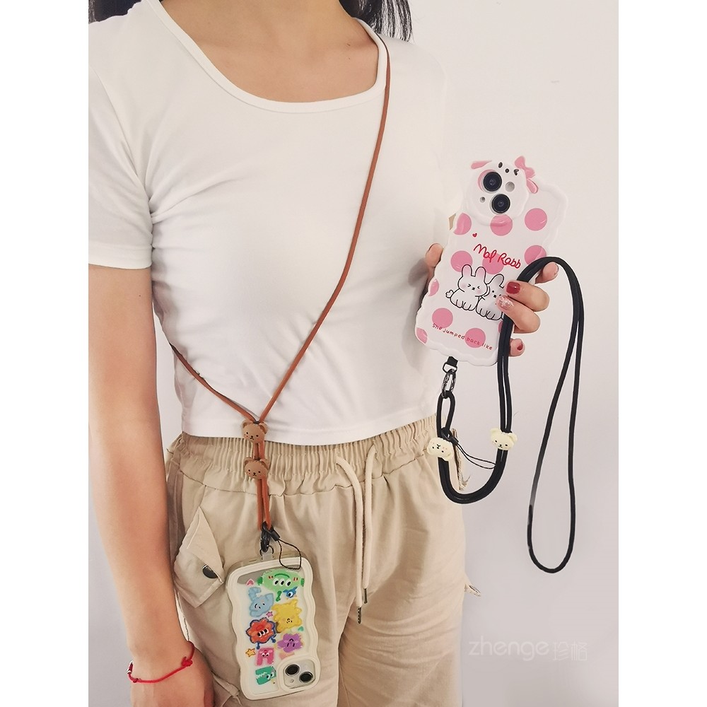 Gấu Nhỏ Dễ Thương Điện Thoại Di Động Đeo Ngang Cổ Camera Dây Đeo Cổ Tay Dây Chống Mất Dây