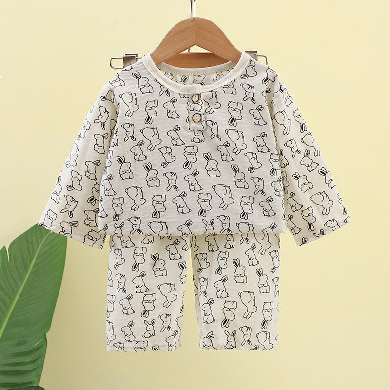 Trẻ Em Mùa Hè Bán Chạy Homewear Phù Hợp Với Trung Tay Điều Hòa Không Khí Quần Áo Giữa Trẻ Em Mây Cotton Mỏng Bộ Đồ Ngủ Bé Trai Bé Gái Quần Giữa Thoáng Mát Comfor