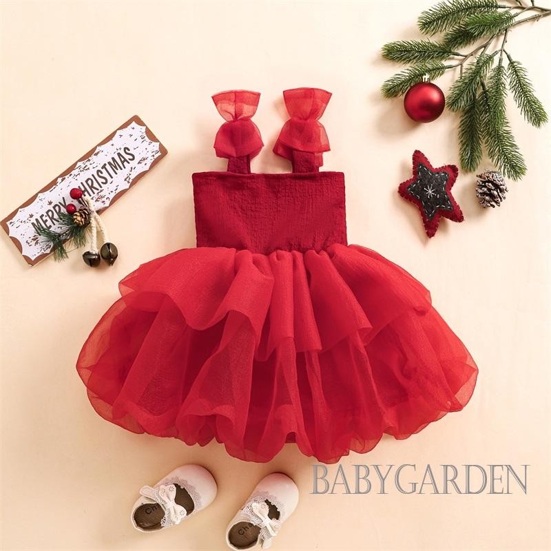 / / -6Months-6years Bé Gái Không Tay Nơ Lớp Chữ A Váy Trượt Công Chúa Cho Mùa Hè Giáng Sinh