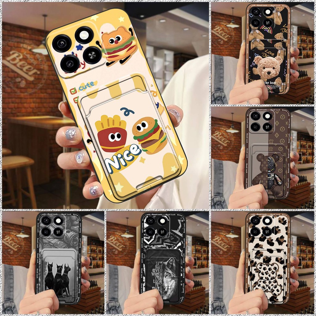 Ốp Điện Thoại Tay Thẻ Chống Bụi Bẩn Cho ZTE Blade A35 / A55 TPU Chống Sốc Mềm Silicon Dễ Thương Bọc Đầy Đủ Khe Cắm Thẻ