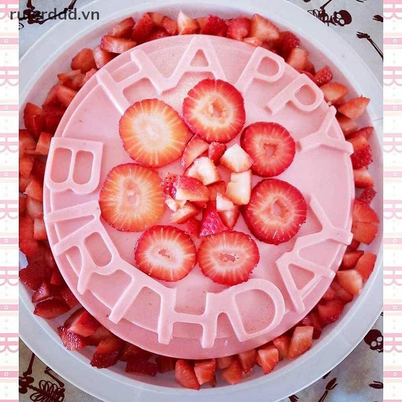 # Mới # Happy Birthday Chảo nướng tròn Mousse Khuôn silicon Khay nướng bánh DIY.