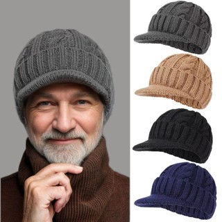 Mũ dệt kim nam Earflap thu đông, phù hợp đi xe đạp và trượt tuyết
