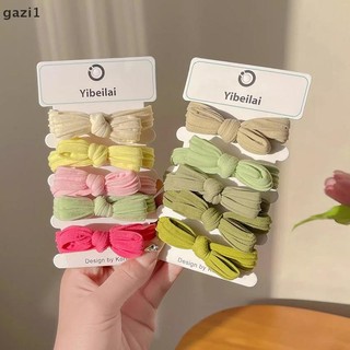[Gazi1] 5 / 10 Chiếc Dây Buộc Tóc Nơ Đơn Giản Co Giãn Nhiều Màu Sắc Không Dấu Vết Đuôi Ngựa Dây Cao Su Dành Cho Nữ Bé Gái Phụ Kiện Tóc Thời Trang Dễ Thương Boutique