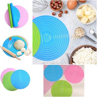 Thảm Nhào BỘT TRÒN Làm Bánh Chia Vạch Silicon 30cm, Thảm Lót Bàn Xoay Làm Bánh Chiệu Nhiệt Trống Trơn Tiện Lợi