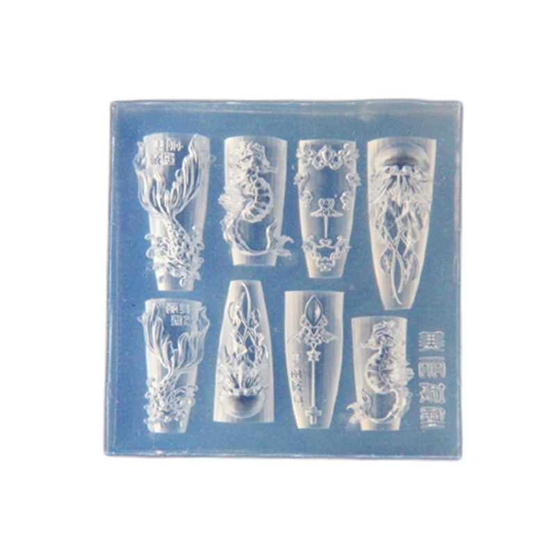 Wellb Làm Móng Tay Khuôn Silicon Biển Bộ Dập Móng Tay Kết Cấu Silicon Để Thủ Công