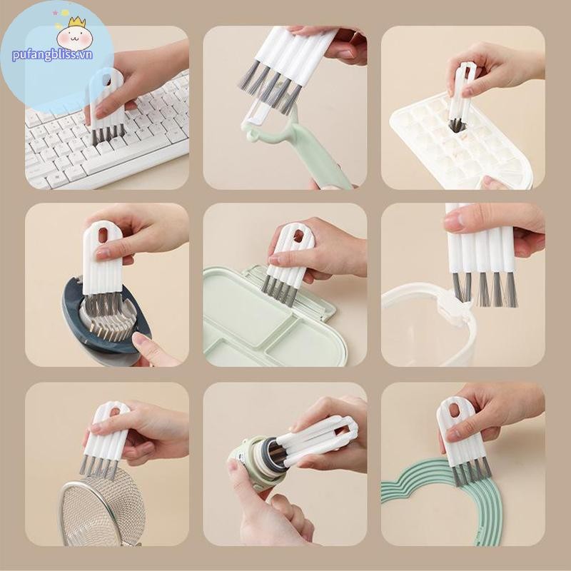 Pufangbliss al Cup Nắp Bàn Chải Crevice Dụng Cụ Vệ Sinh Tiện Ích Để Vệ Sinh Nhà Tay Cầm Cong Bàn Chải Vệ Sinh VN