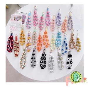 Bện Hoa Sang Trọng Màu Kẹo Dây Điện Thoại Treo Di Động Xoắn Dây Chống Mất Cổ Tay Ngắn Thời Trang Và Mạnh Mẽ Vỏ Điện Thoại Di Động Dây Có Mặt Dây Chuyền