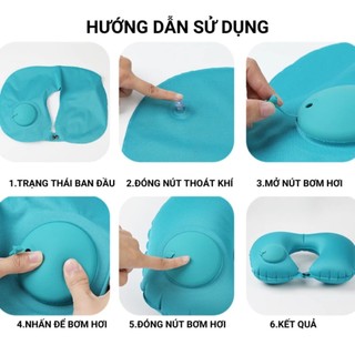 Gối bơm hơi tự động,gối chữ U,gối du lịch,gối bơm hơi,không cần thổi miệng,gấp gọn tiện mang theo - SUNND