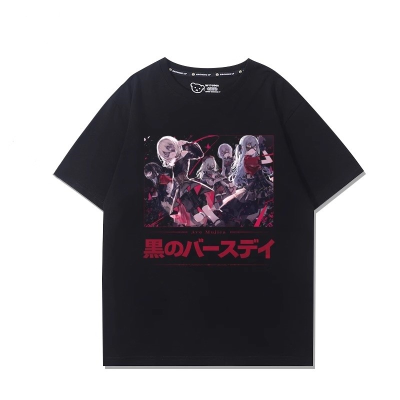GN BanG Dream Ave Mujica Áo thun Sakiko Togawa Wakaba Mutsumi tay ngắn NG