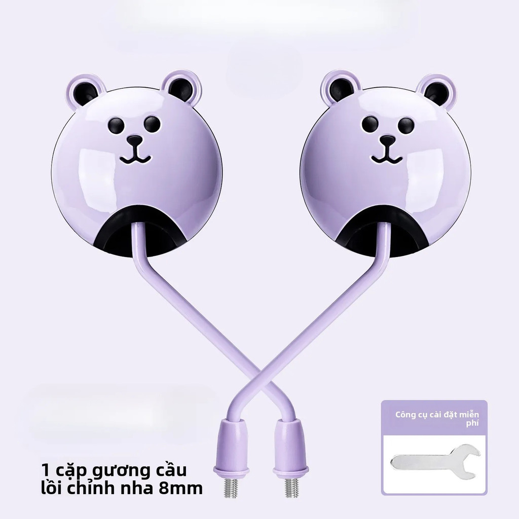 Gương xe máy gấu đáng yêu 1 cặp (8Li) Gương HD Có thể xoay 360 độ -phụ kiện xe cute Chất liệu cao cấp mịn màng - Gương xe máy điện