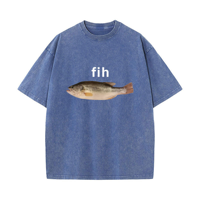 Áo Thun Fih Cá Meme Cotton, Thời Trang Mùa Hè Cho Nam và Nữ