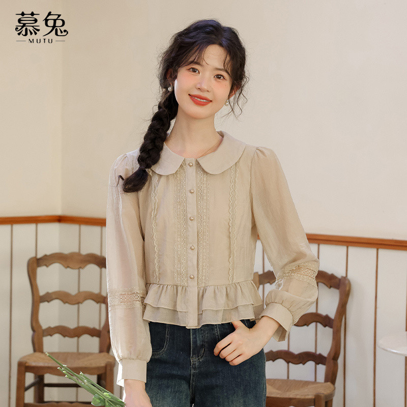 Mutu Xù Áo Sơ Mi Dài Tay Nữ Mùa Xuân, Phong Cách Mới