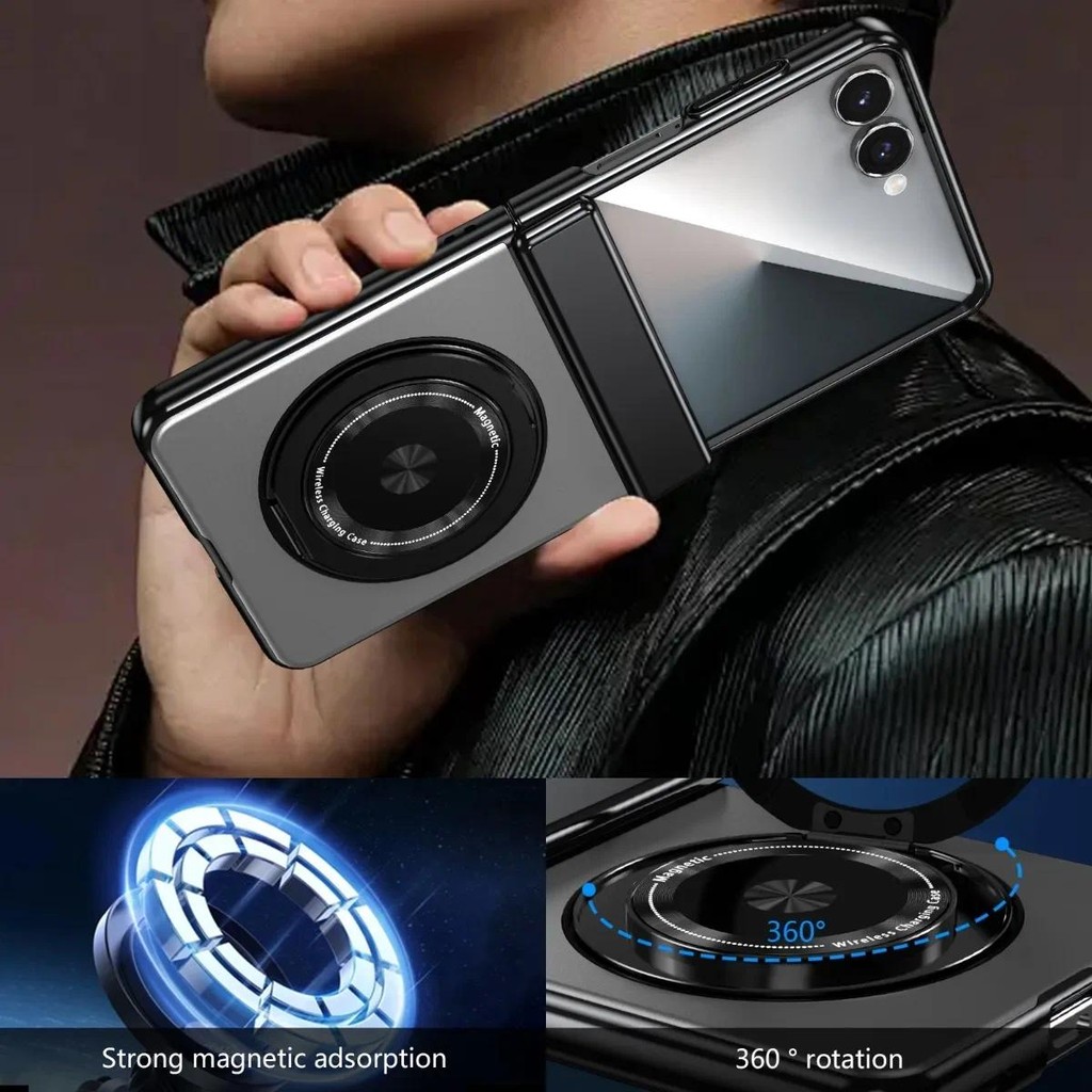 360 Xoay Vòng Giá Đỡ Bản Lề Bảo Vệ Ốp Lưng Điện Thoại Samsung Galaxy Z Flip 7 6 5 4 3 Flip7 Có Vỏ Phim Cường Lực