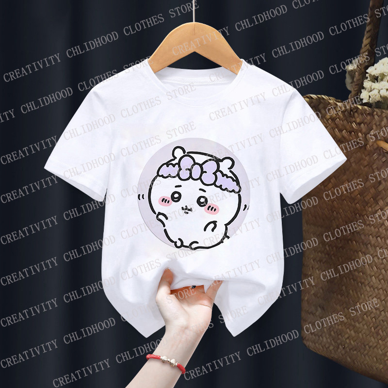 Trẻ Em Chiikawa 2D Tee Kawaii In Hoạt Hình Tay Ngắn Top Bé Trai Bé Gái Thường Ngày 2-14