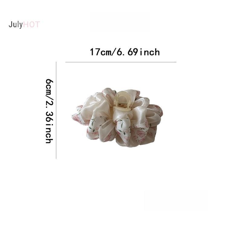 JULYHOT Hoa Nhẹ Nhàng Nhiều Lớp Kẹp Tóc Xù Chất Lượng Cao Đa Năng Cho Nữ Đuôi Ngựa Móng Vuốt Kẹp Phụ Kiện Tóc Massivedeals