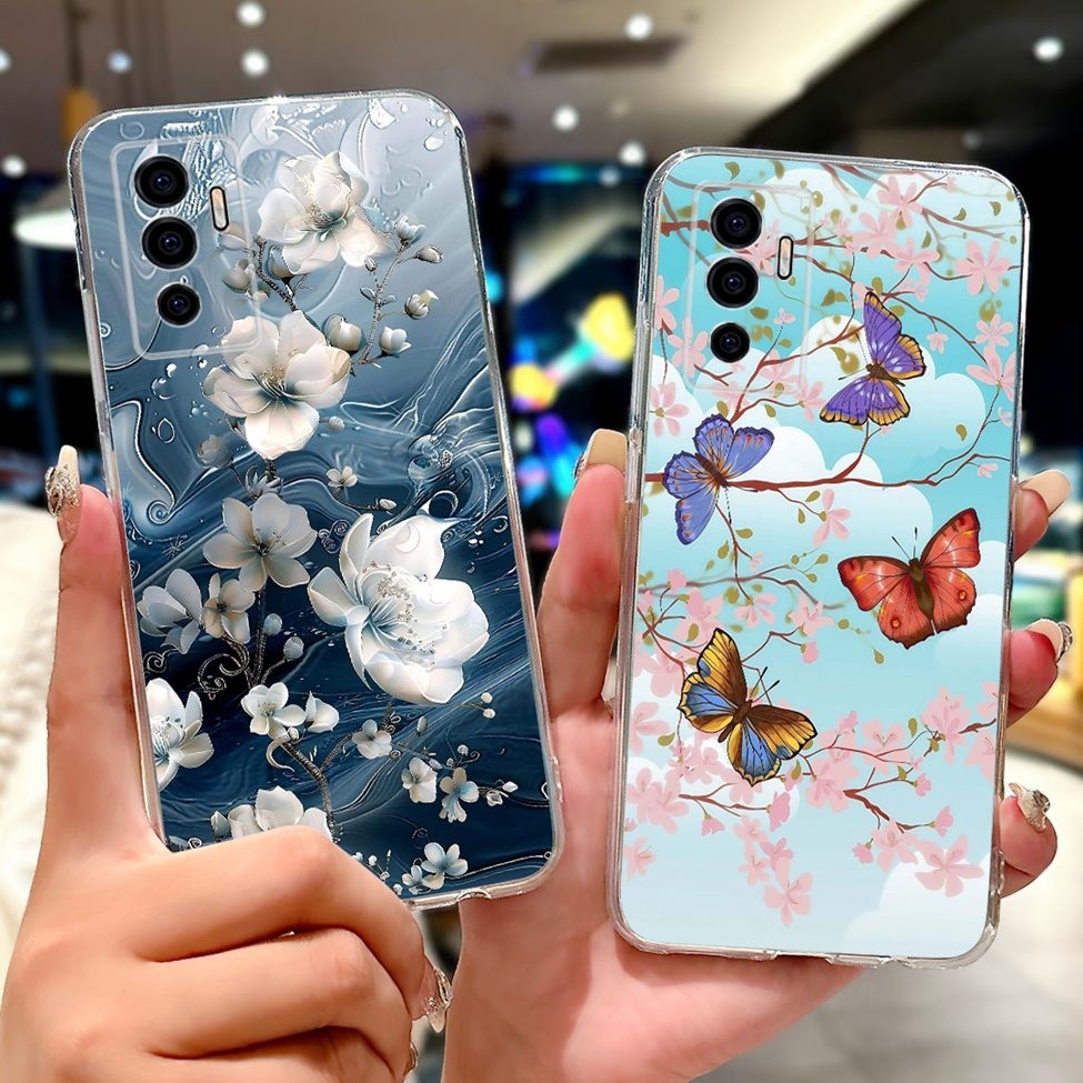 Vivo V23e Ốp Lưng Trong Suốt Thẩm Mỹ Mèo Dễ Thương Thời Trang Hoa Sơn Thoáng Mát Ốp Lưng TPU Mềm Vivo V23e Ốp lưng Sang Trọng