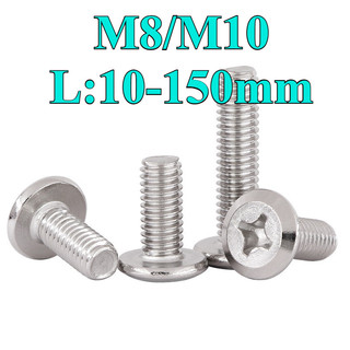 (((LXY) Vít Đầu Tròn Bằng inox 304,Ốc vít inox 304 đầu pake dẹp mỏng vát M8 / M10 * L: 10-150mm (RM-VN-1)