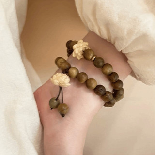 ASDFGER Vòng Tay Gỗ Đàn Hương Đính Hạt Hình Hoa Handmade, Chuỗi Hạt Mân Côi, Co Giãn, Đeo Tay, Thủ Công