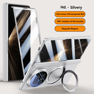 Ốp lưng mờ thân thiện với da cho Huawei Honor Magic V5 5G Giá đỡ xoay Vỏ bảo vệ gấp từ tính có màng cường lực